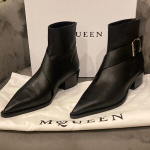 Alexander McQueen Black Ankle Boots with Buckle